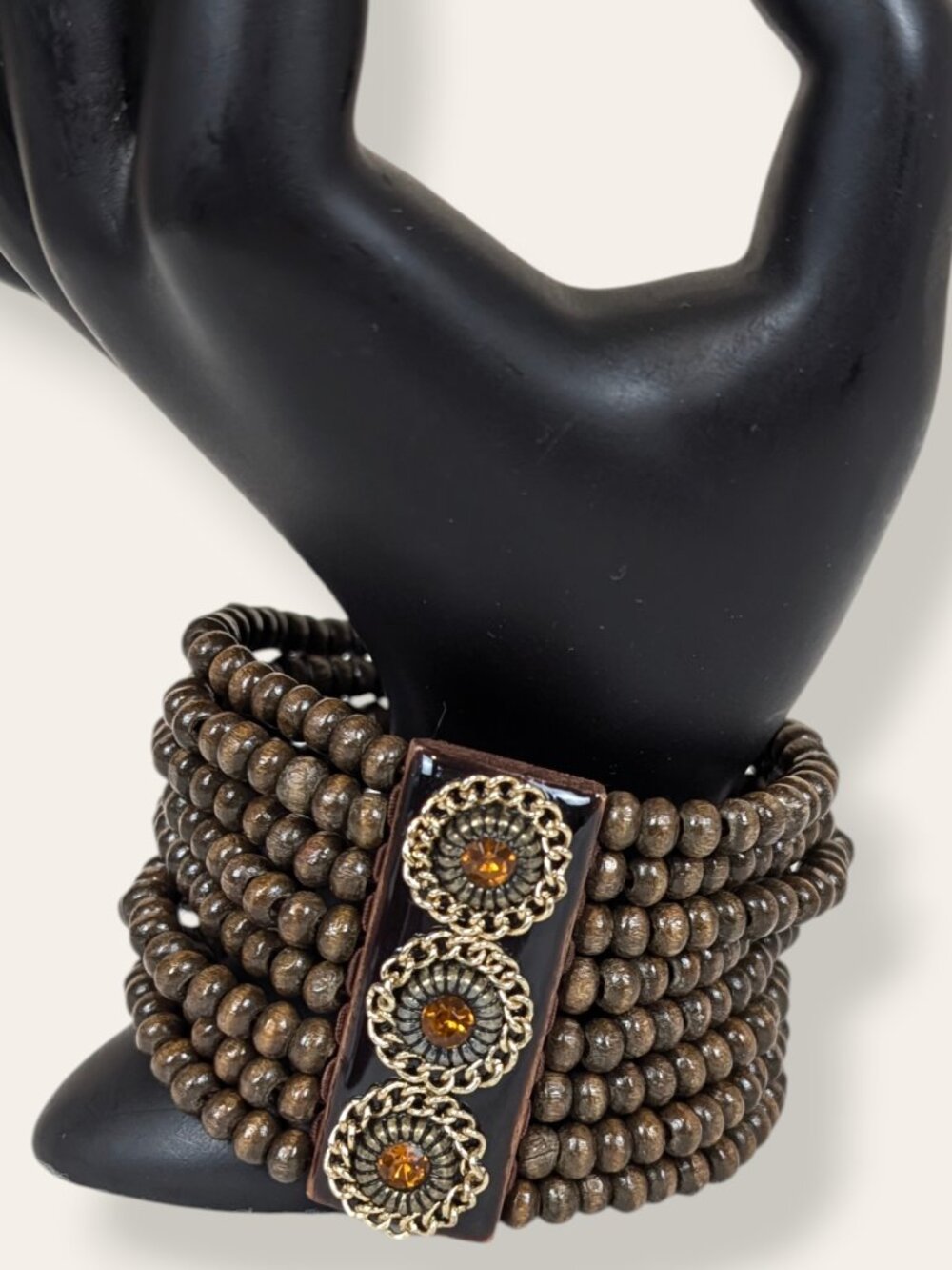 (2/$20) 8-Strand Bohemian Wood Beaded Stretch Bracelet